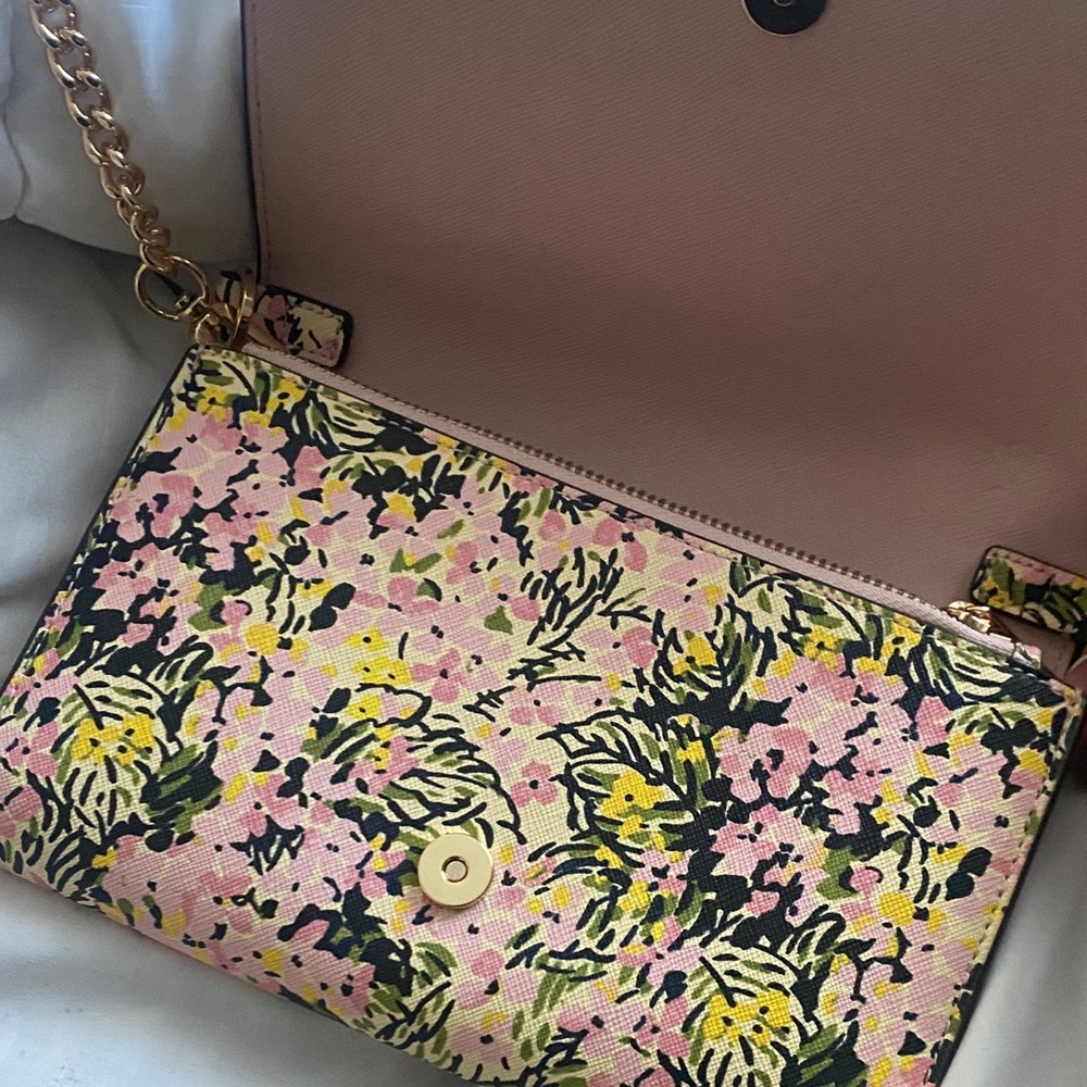 Tory Burch Pink and Yellow Floral Clutch